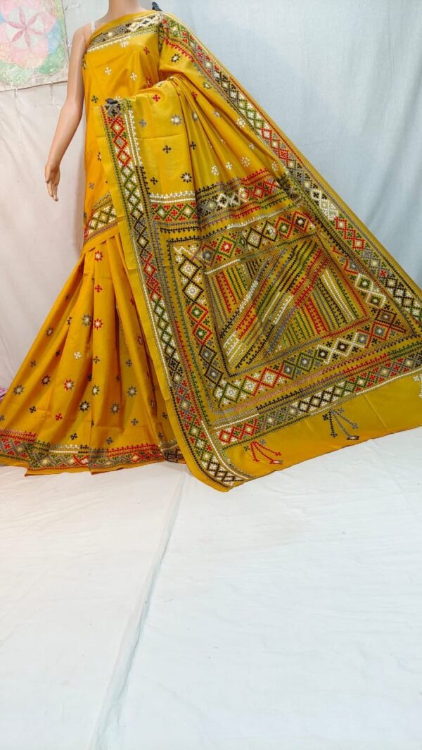 Blended Bangalore silk with Katha stich
