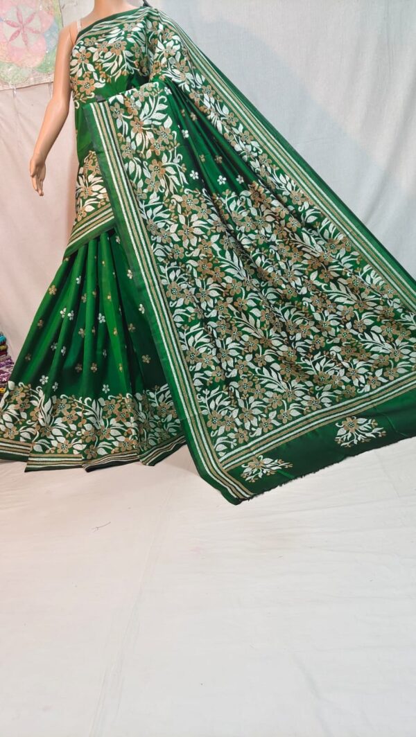 Blended Bangalore silk with Katha stich