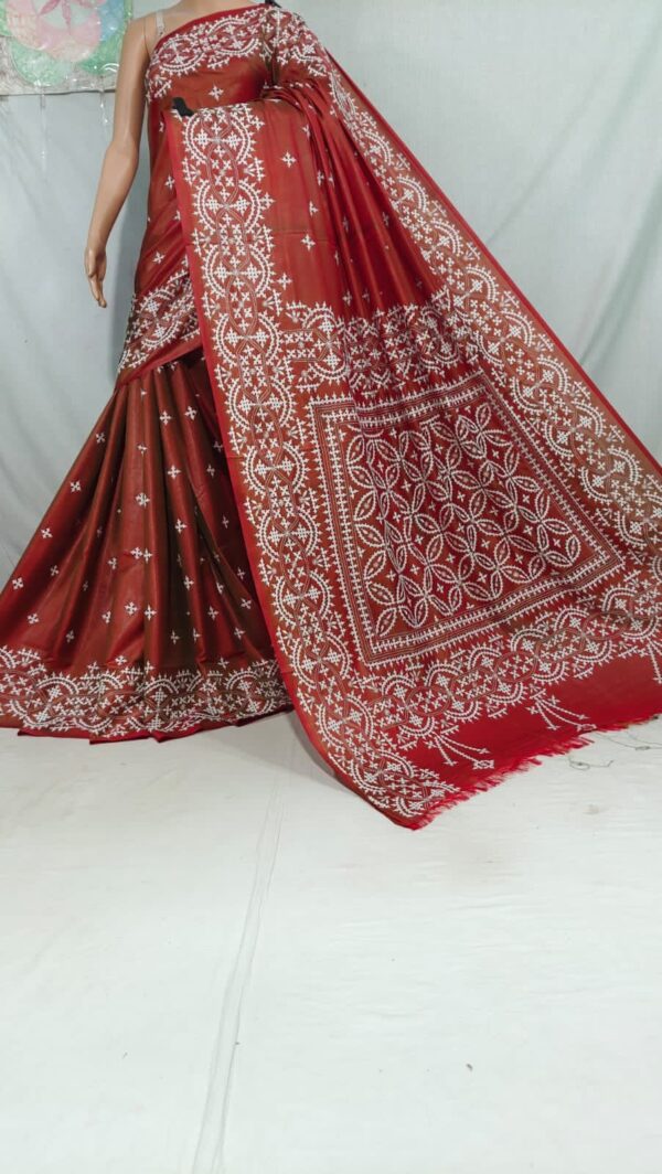 Blended Bangalore silk with Katha stich