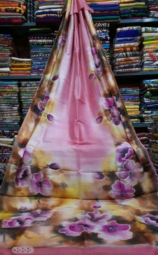 Murshidabad silk with floral hand painting