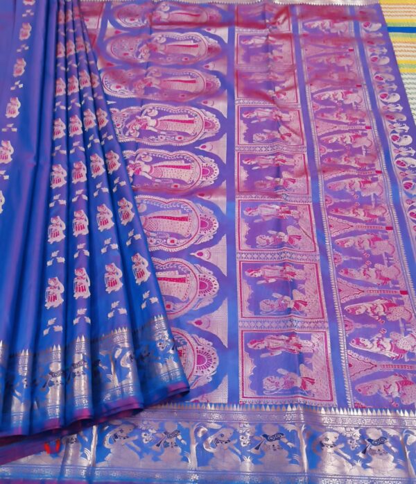 Bishnupuri katan silk Minakari swarnachari saree with bp                                   silk marks certified.