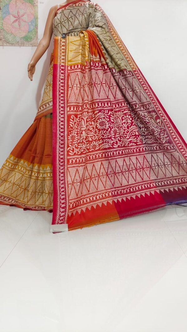 Hand kantha stitch on pure banglore silk saree with bp