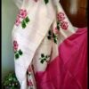 3 ply block print murshidabad silk saree with bp and silk mark