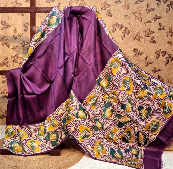 HAND BATIK ON MURSHIDABAD SILK SAREE, WITH BLOUSE