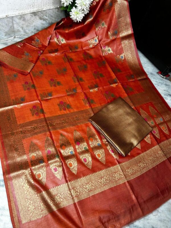 Exclusive collection of pure tussar munga minakari banarasi silk saree