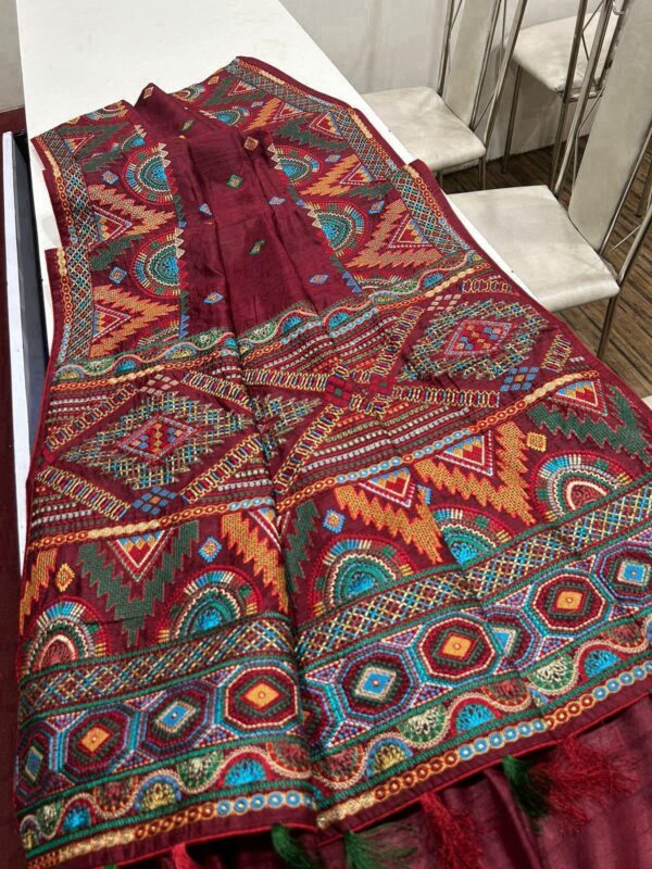 Exclusive bengal tussar with lambani work, with bp