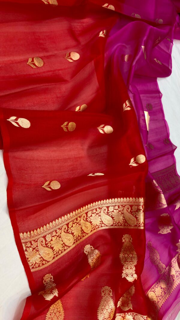 Kora Organza Half N Half Colour Saree