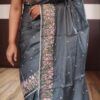 Handcrafted parsi embroidery on beautiful tussar silk saree