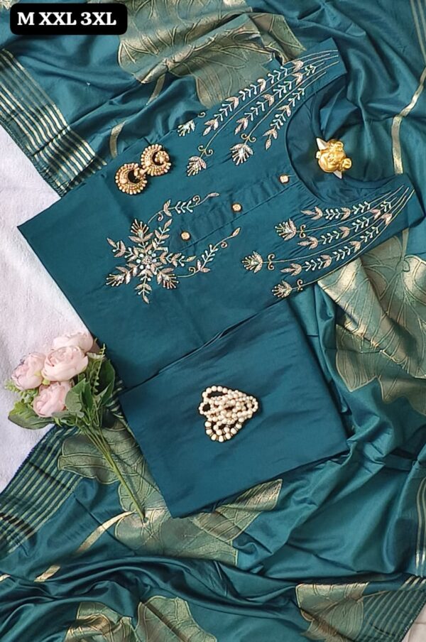 HEAVY HANDWORK  KURTI WITH  HEAVY WORK  DUPATTA PENTS SET