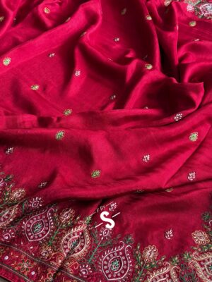 Rasian Silk Saree With Embroidery Work.
