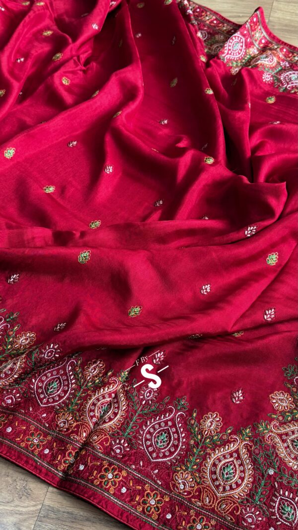 Rasian Silk Saree With Embroidery Work.