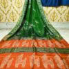 Bishnupuri katan silk 3 ply inchi & tample border block print
