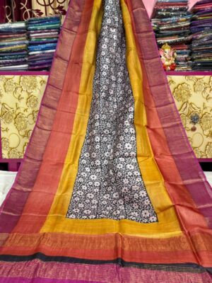 Jari tassar block print sarees