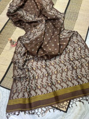 Mina work  Pure gachi tussar by tussar Handloom saree with bp