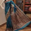 Pure Tasar Ghicha madhubani hand painting work silk saree with BP