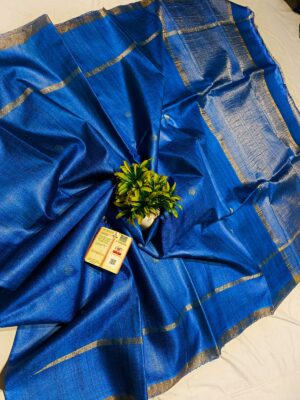 Pure desi tussar all over ball booti zari border saree with running blouse