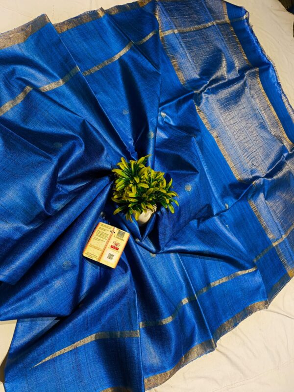Pure desi tussar all over ball booti zari border saree with running blouse