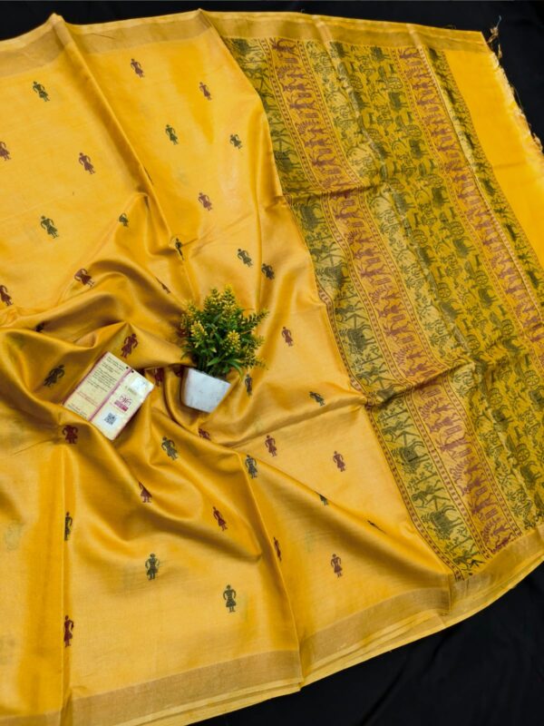 💯 % Pure tussar silk  body all over  design & jamdani reach  pallu deisgn  and running blouse*