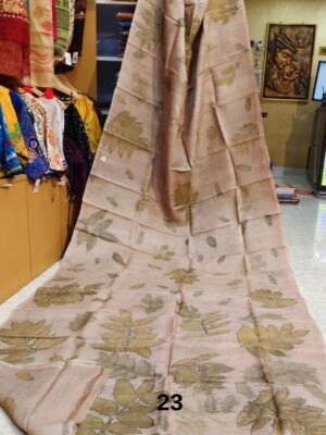 ECO PRINT ON PURE GACHI BY KORIAN TASSOR SAREE WITH RUNNING BLOUSE