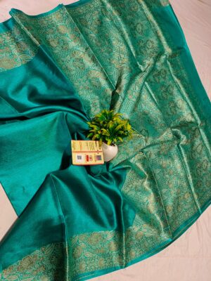 Pure tussar kosa alfi border saree with rich pallu and blouse
