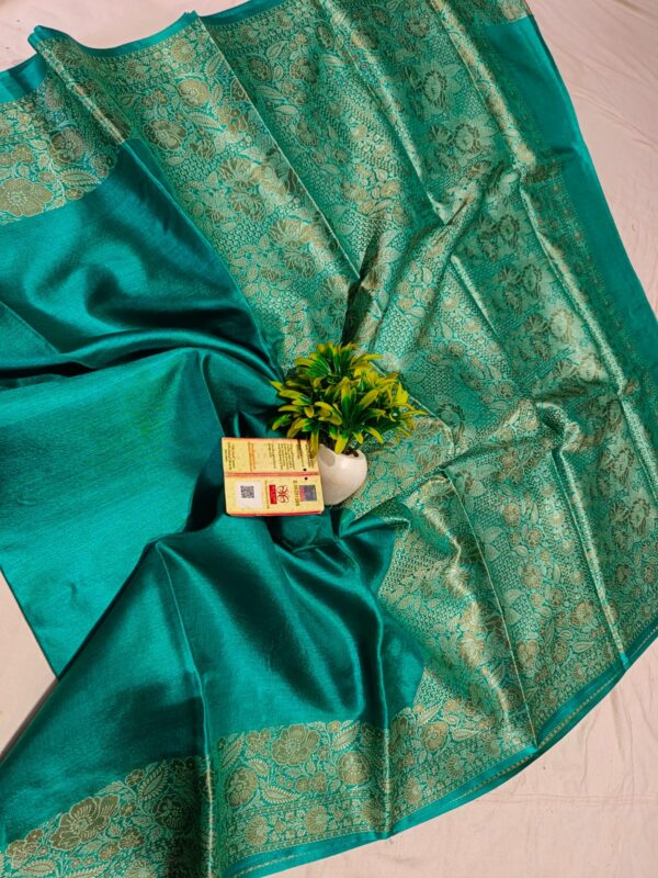 Pure tussar kosa alfi border saree with rich pallu and blouse
