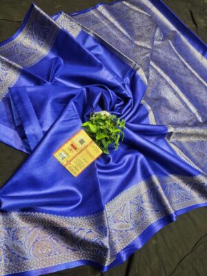 Pure tussar silk alfi & tilfi and body buta work  border design saree with rich pallu and blouse