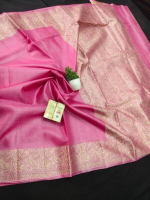 100% Pure tussar silk alfi tilfy body border design saree with  pallu deisgn  and havy blouse