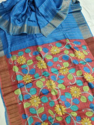Jari tassar bp kalamkari saree. With silkmark.